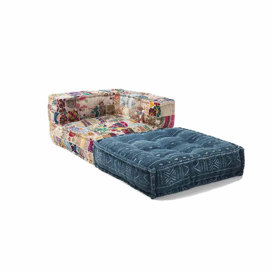 Chaise Longue Sessel aus Patchwork Baumwolle für Ethnic Design Lounge - Fiber Viadurini