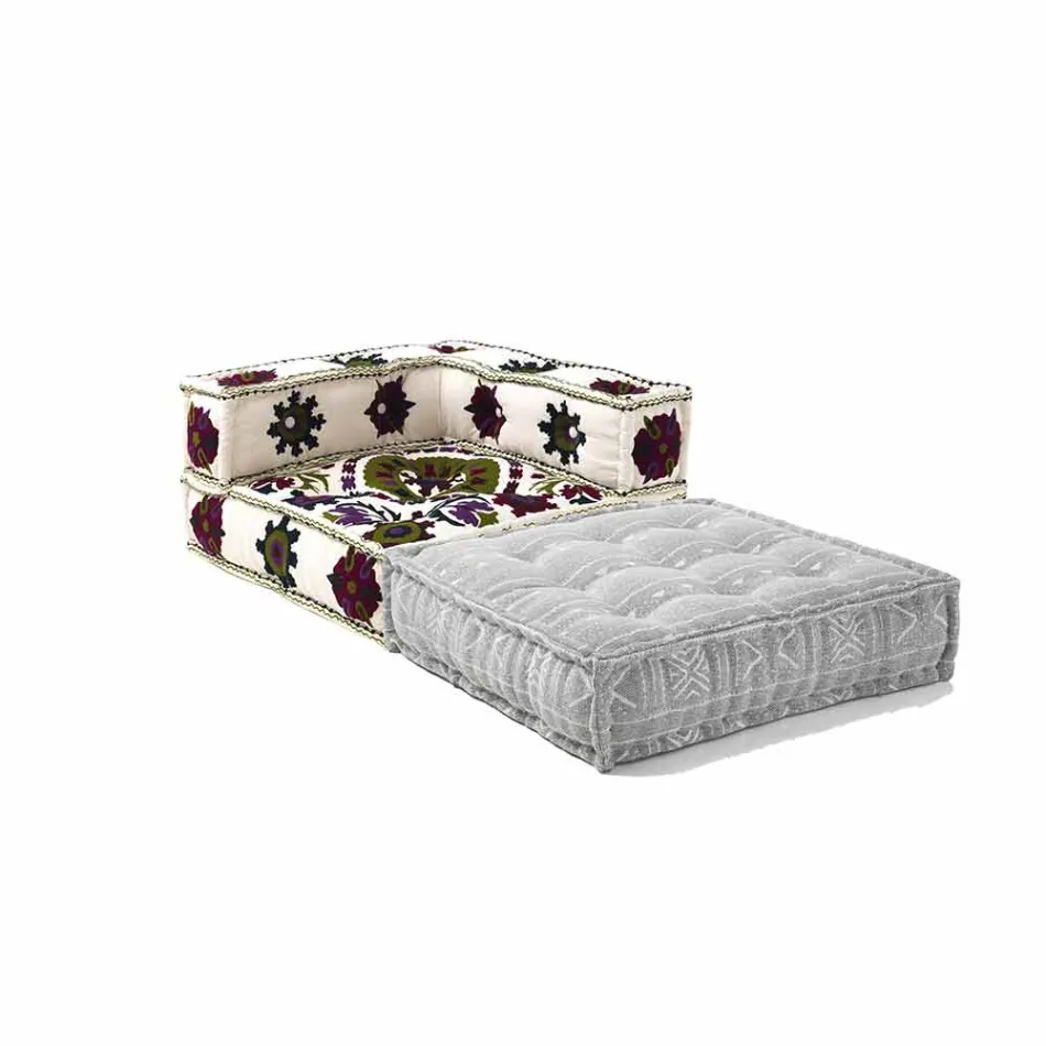 Chaise Longue Sessel aus Patchwork Baumwolle für Ethnic Design Lounge - Fiber Viadurini