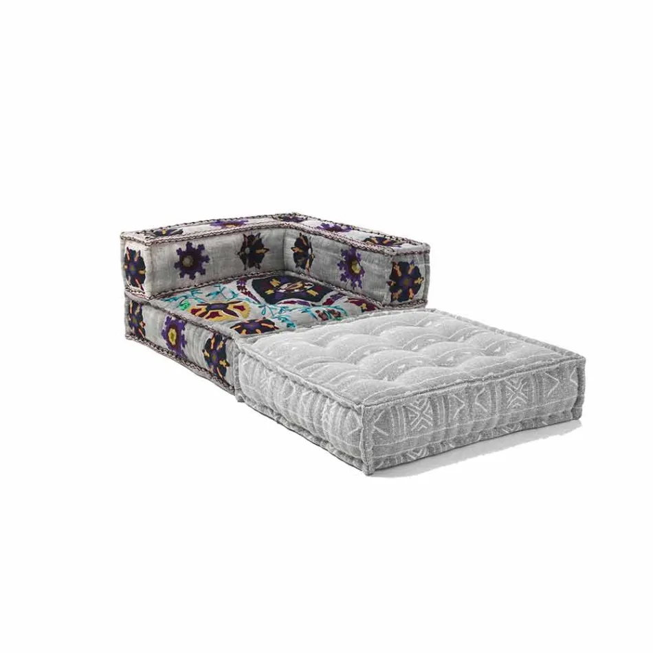 Chaise Longue Sessel aus Patchwork Baumwolle für Ethnic Design Lounge - Fiber Viadurini