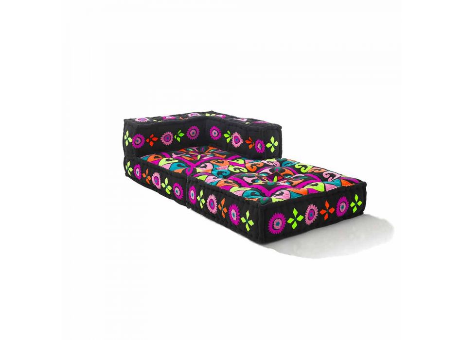 Chaise Longue Sessel aus Patchwork Baumwolle für Ethnic Design Lounge - Fiber Viadurini
