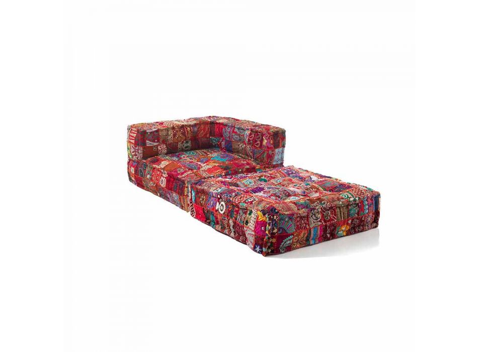 Chaise Longue Sessel aus Patchwork Baumwolle für Ethnic Design Lounge - Fiber Viadurini