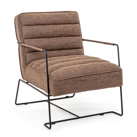 Klassischer Sessel aus Stahl und Kunstleder Braun oder Schwarz Design - Kendy Viadurini