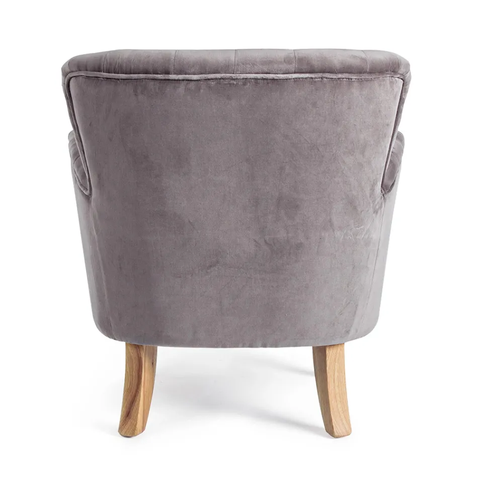 Klassischer Sessel aus Holz und gepolstertem Sitz aus gesteppter Baumwolle - Monny Viadurini