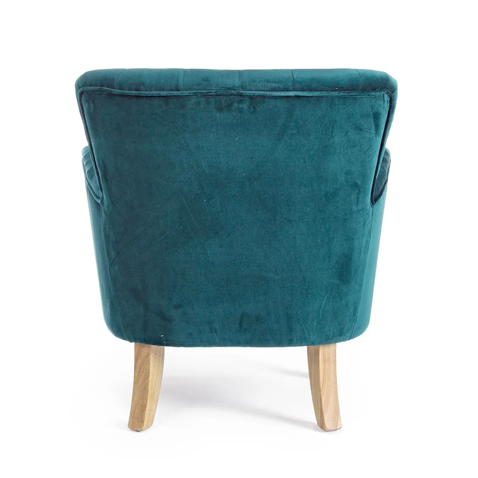 Klassischer Sessel aus Holz und gepolstertem Sitz aus gesteppter Baumwolle - Monny Viadurini