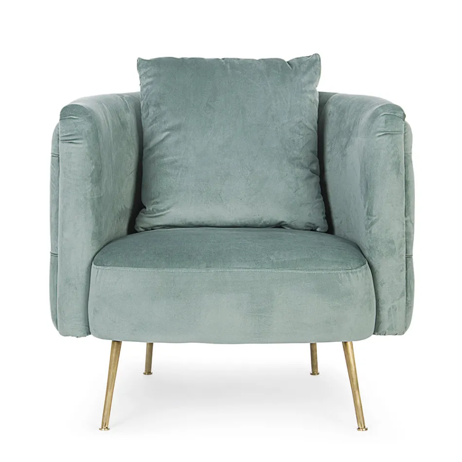 Klassischer Sessel aus gepolstertem Holz mit Samteffekt Homemotion - Nichy Viadurini