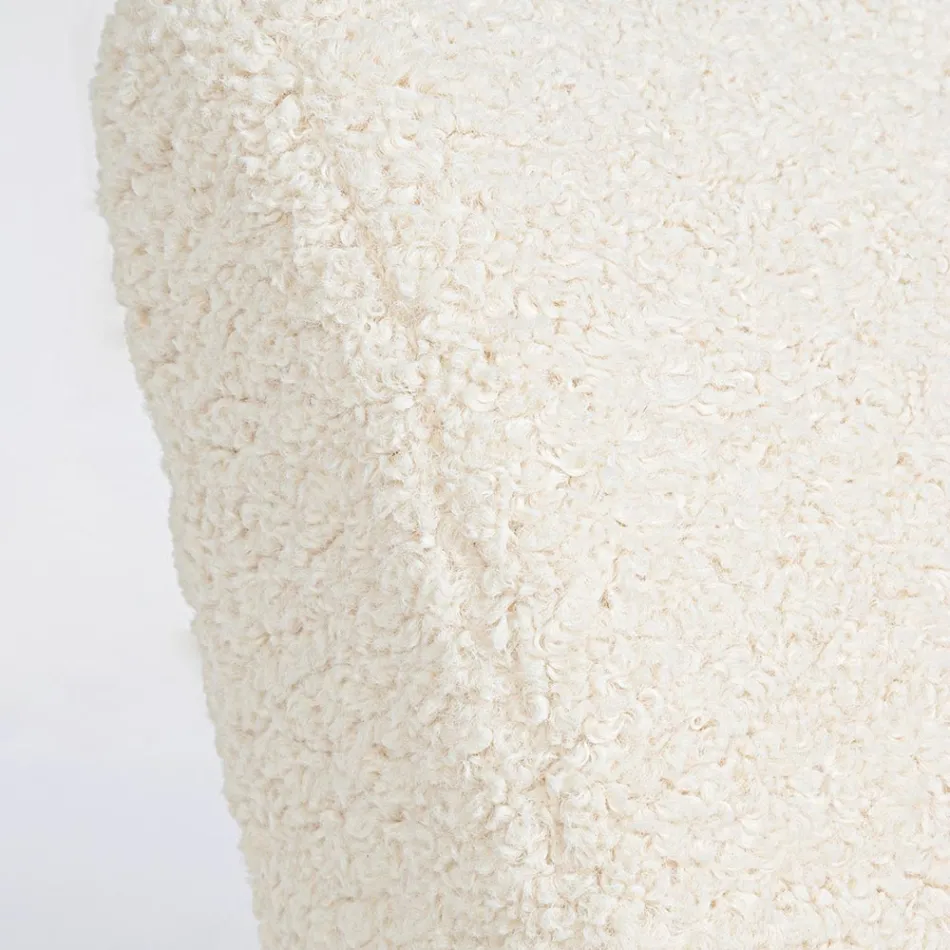 Sessel mit Armlehnen aus Gummibaumholz und Sitz mit Wolleffekt - Patrizia Viadurini