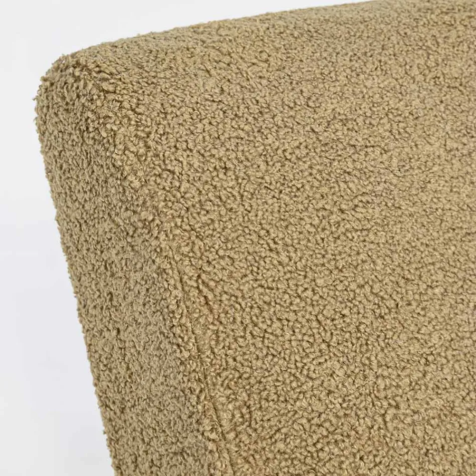 Sessel mit Armlehnen aus Gummibaumholz und Sitz mit Wolleffekt - Patrizia Viadurini