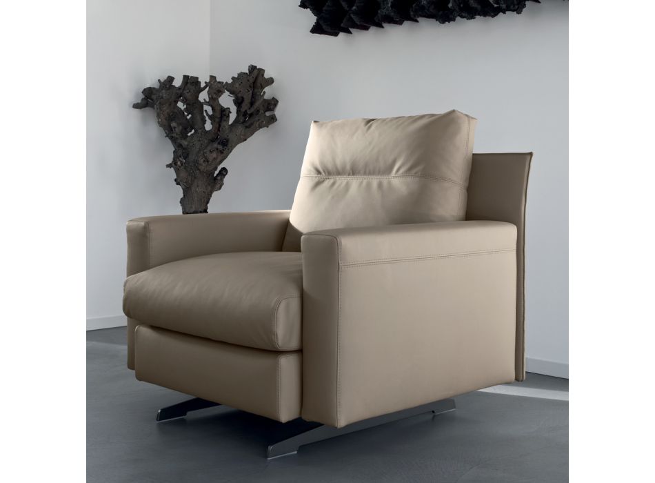 Sessel mit Sitzkissen gepolstert aus Federn und Polyester Made in Italy - Malizioso Viadurini