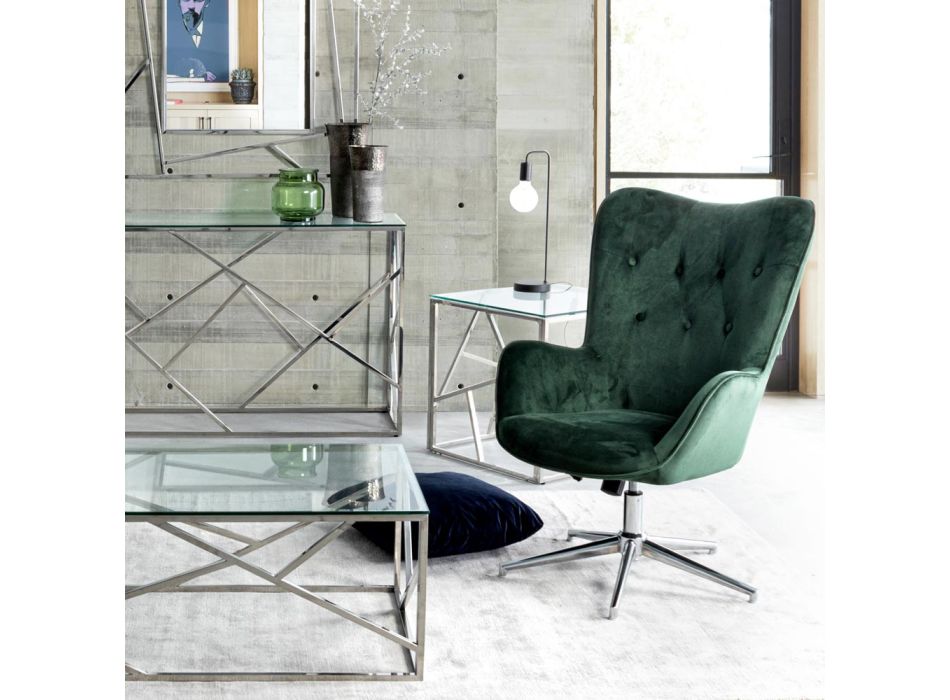 Sessel mit verstellbarer Struktur aus verchromtem Stahl und Samt - Giulia Viadurini