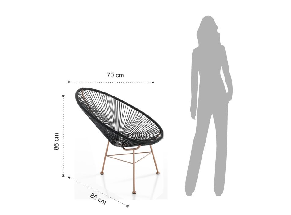 Outdoor- und Indoor-Sessel aus Metall und Polyrattan – Erbium Viadurini