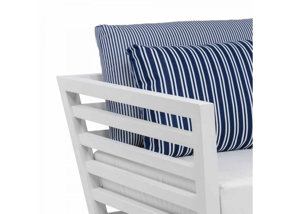 Outdoor-Sessel aus weißem oder schwarzem Aluminium und Stoffkissen - Cynthia Viadurini