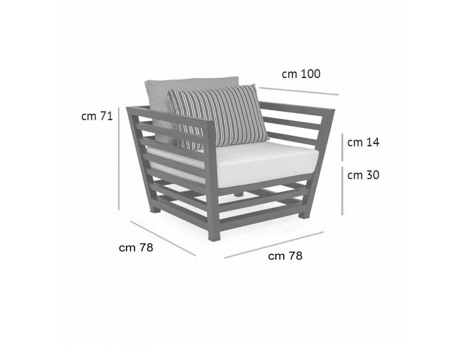 Outdoor-Sessel aus weißem oder schwarzem Aluminium und Stoffkissen - Cynthia Viadurini