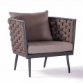 Outdoor-Sessel aus Aluminium und Seil mit Stoffkissen - Rasti