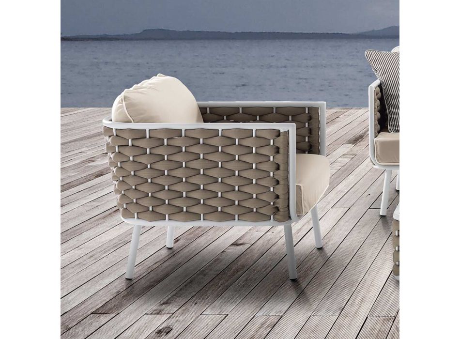Outdoor-Sessel aus Aluminium und handgewebtem Stoff - Reda Viadurini