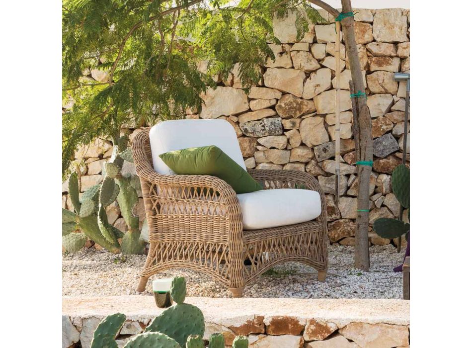 Outdoor-Sessel aus Aluminium und Flechtwerk aus WaProLace Made in Italy - Yetta Viadurini