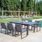 Outdoor-Sessel aus lackiertem Aluminium mit Seeseil und Teakholz - Chase Viadurini