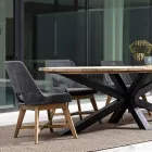 Outdoor-Sessel aus Holz und Seil mit Kissen, Homemotion, 2 Stück - Oskana Viadurini