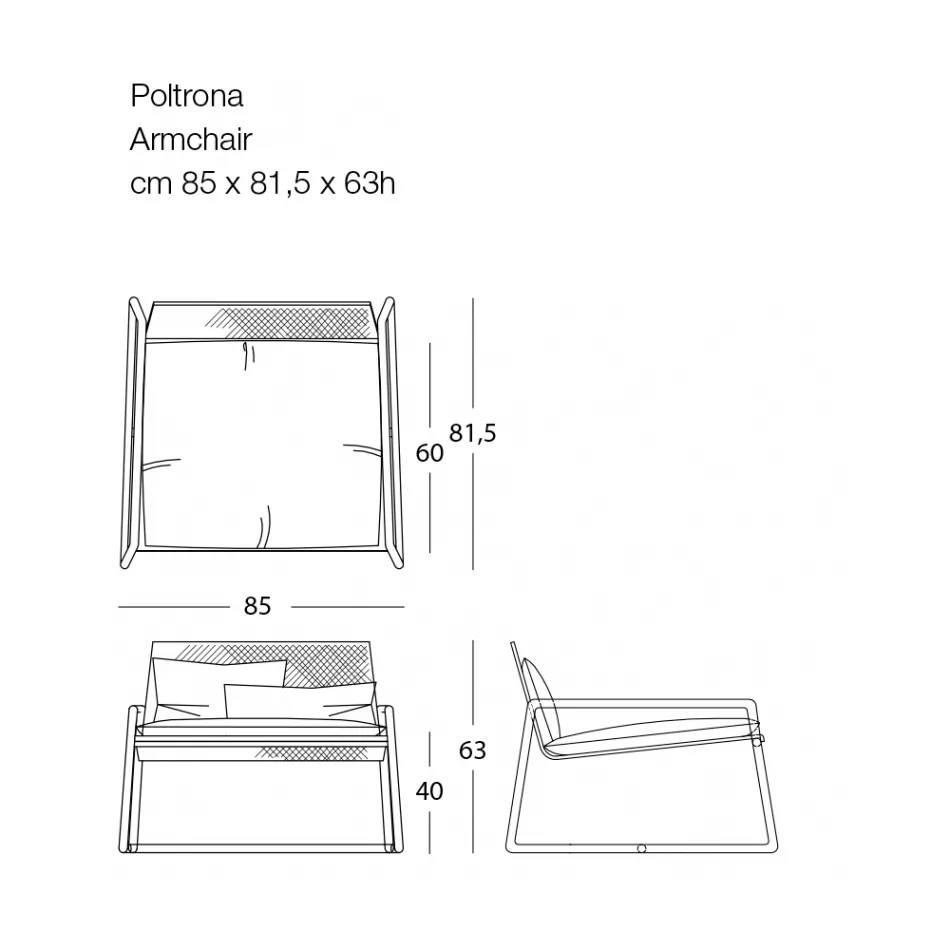Outdoor-Sessel aus Metall mit Luxuskissen, hergestellt in Italien – Karol Viadurini