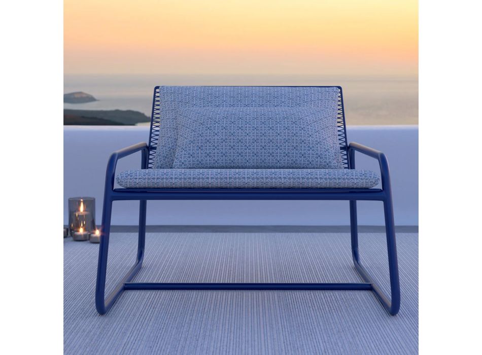 Outdoor-Sessel aus Metall mit Luxuskissen, hergestellt in Italien – Karol Viadurini