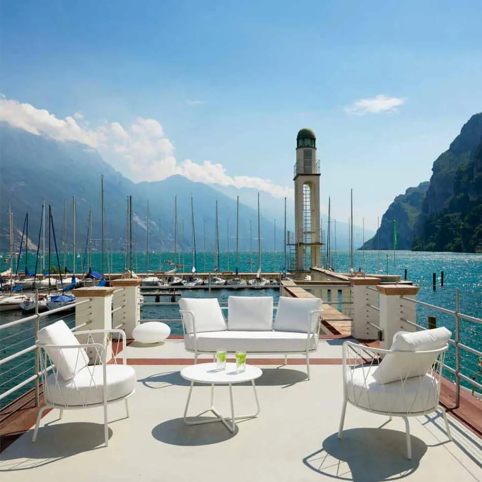 Moderner Outdoor-Sessel aus lackiertem Metall und Stoff Made in Italy - Olma Viadurini