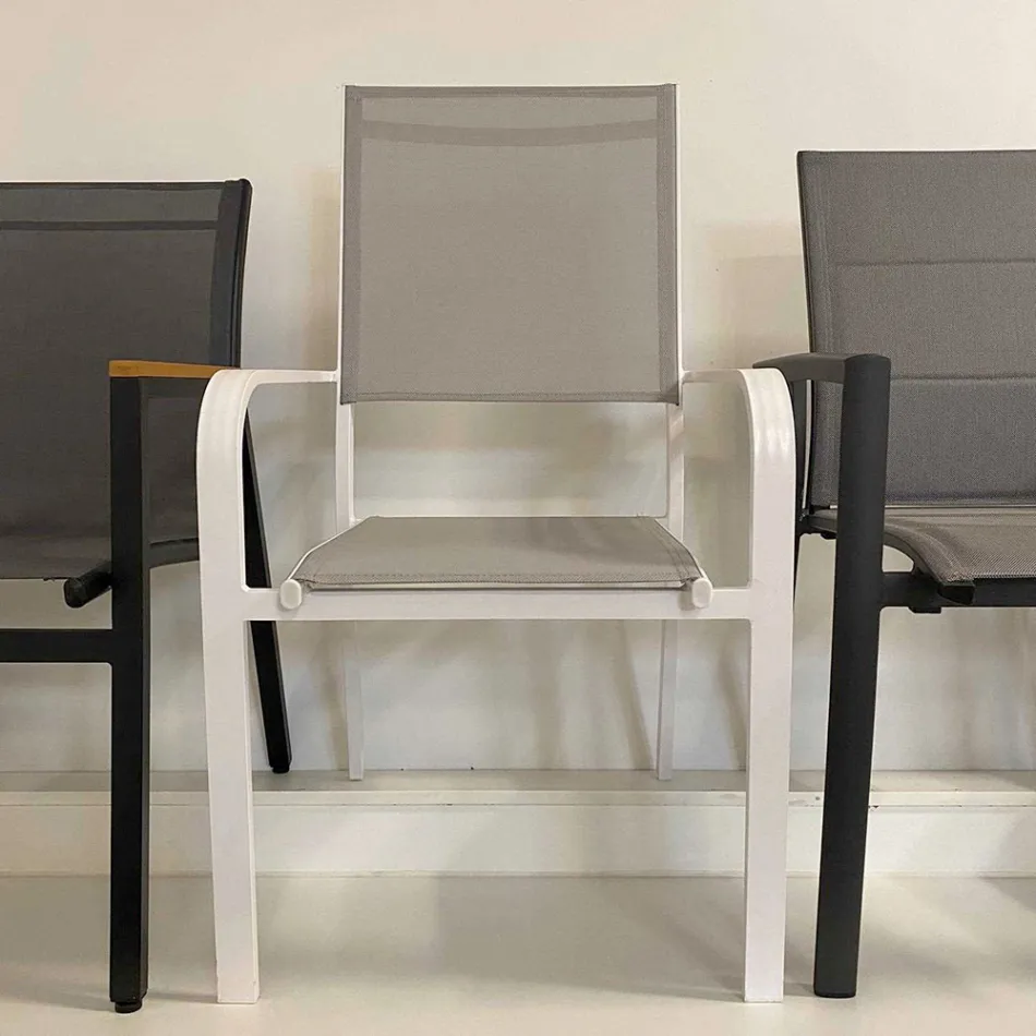 Outdoor-Sessel aus Aluminium und Textilene - Solar Viadurini