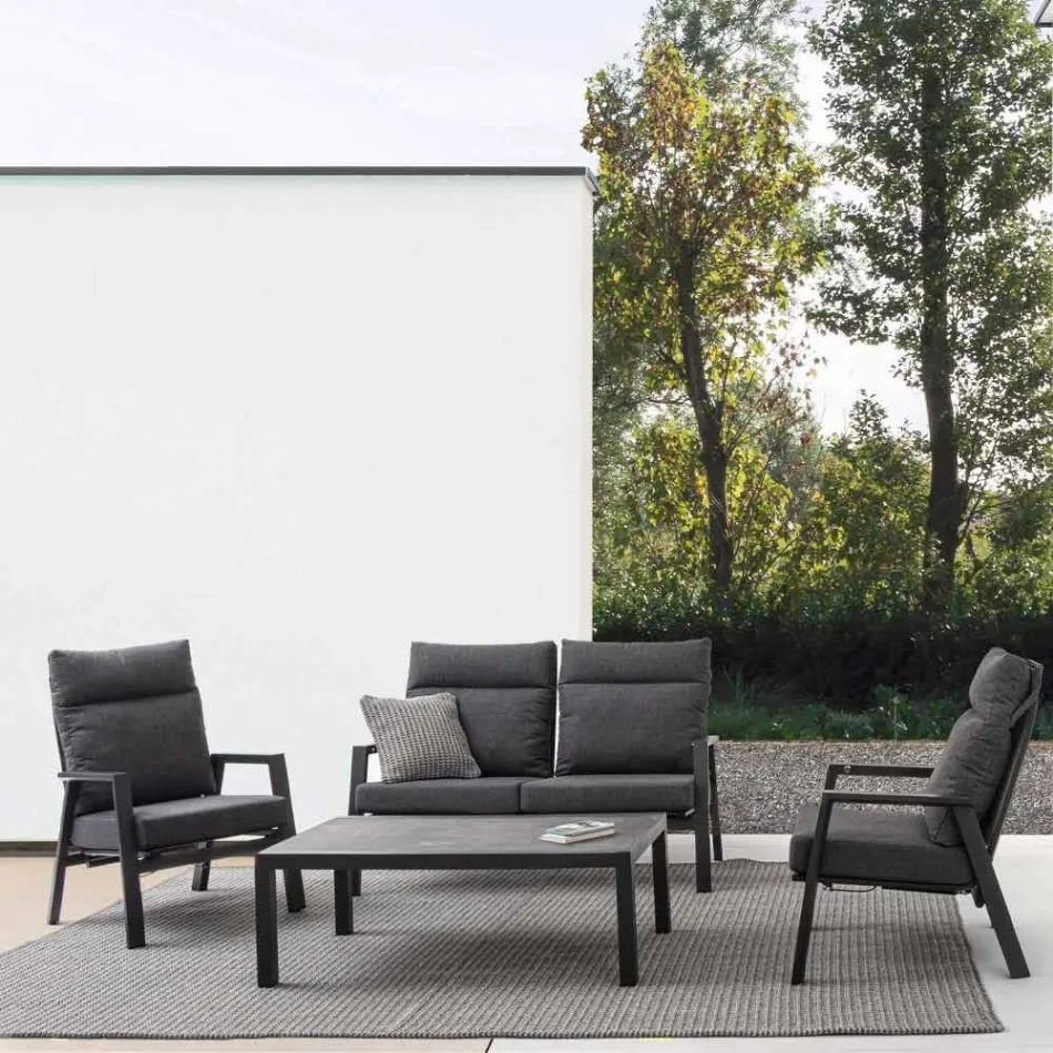 Liegender Outdoor-Sessel aus Stoff und Aluminium, 2 Stück - Nathy Viadurini