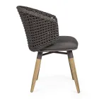 Gartensessel mit Teakbeinen und Stoffsitz, Homemotion – Chantall Viadurini