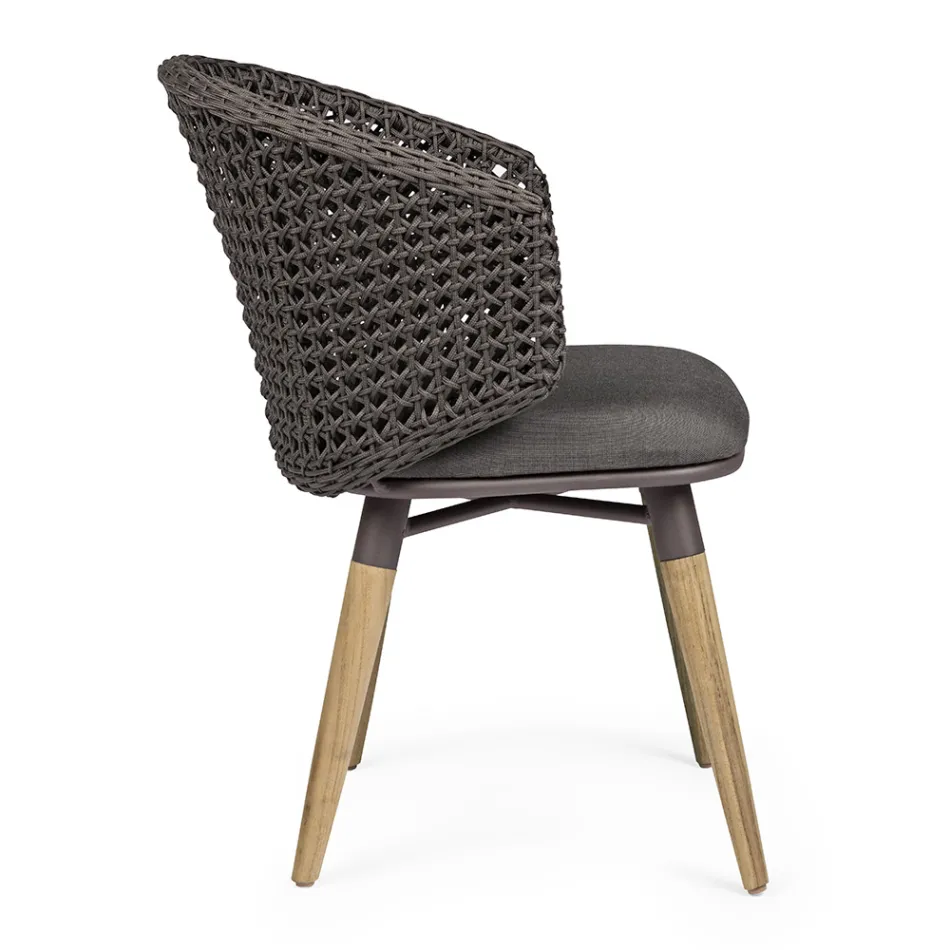 Gartensessel mit Teakbeinen und Stoffsitz, Homemotion – Chantall Viadurini