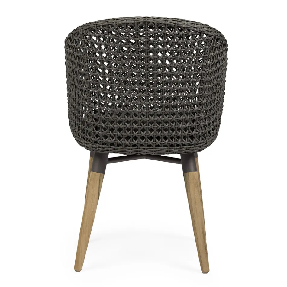 Gartensessel mit Teakbeinen und Stoffsitz, Homemotion – Chantall Viadurini