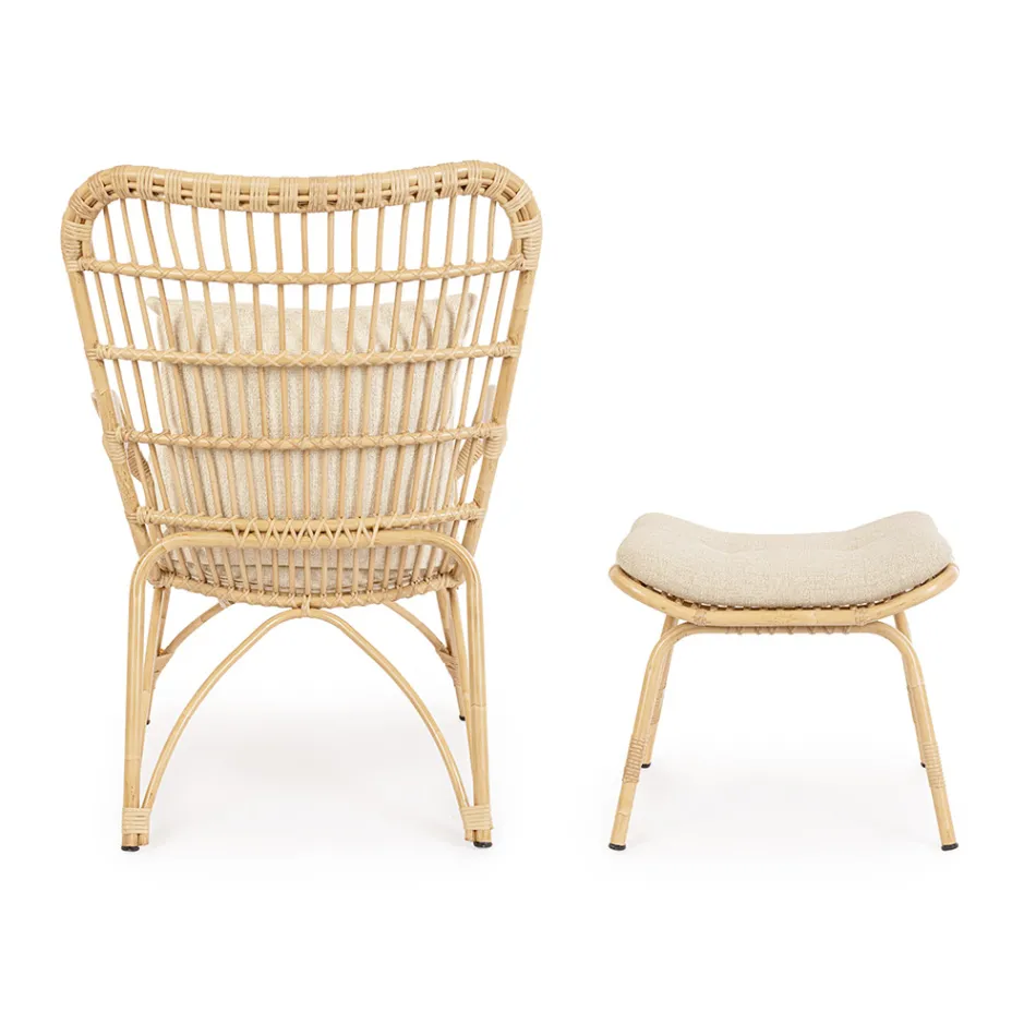 Gartensessel mit Fußstütze und Kunstfasergeflecht - Matter Viadurini