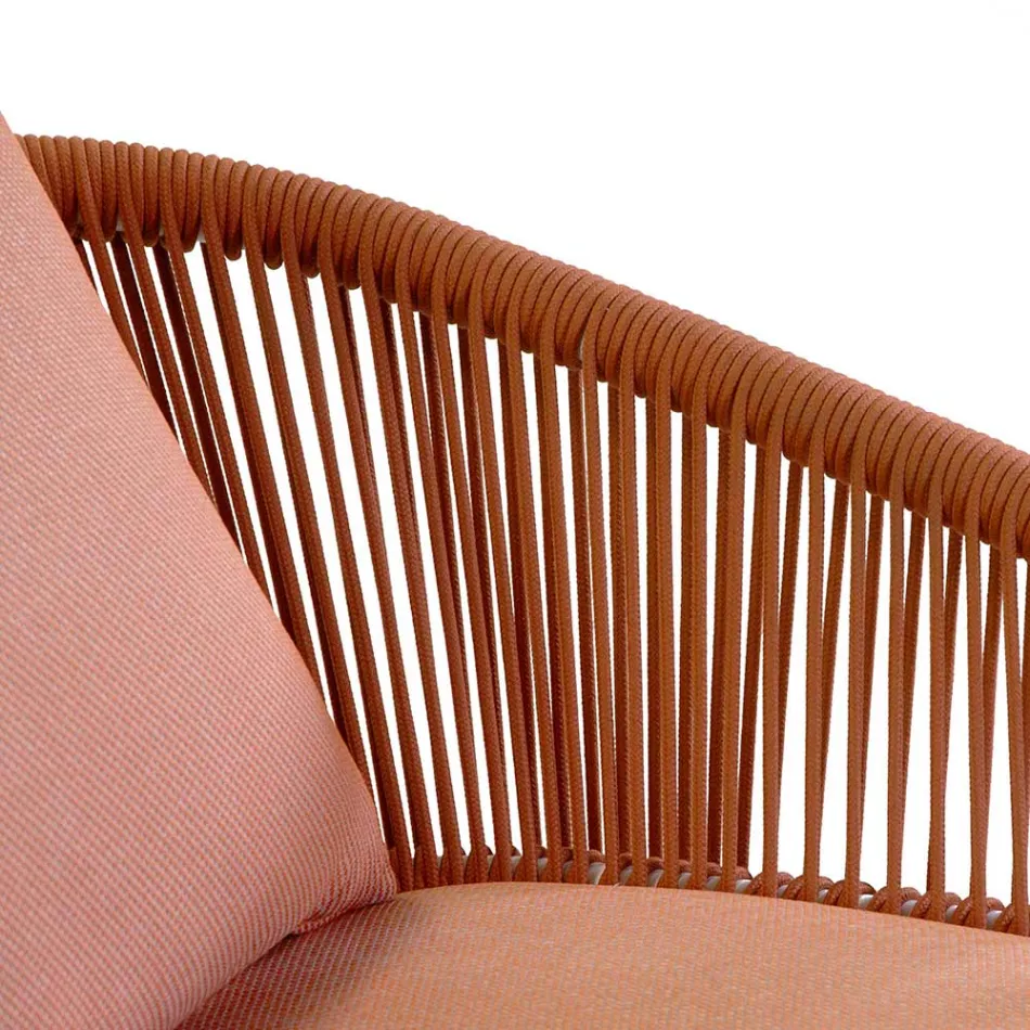 Gartenstuhl mit Aluminiumrahmen und Seilen mit Kissen - Zelt Viadurini