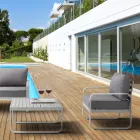 Gartensessel aus matt elfenbeinweißem Aluminium und grauen Kissen – Avoir Viadurini