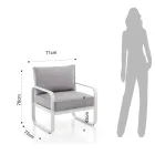 Gartensessel aus matt elfenbeinweißem Aluminium und grauen Kissen – Avoir Viadurini