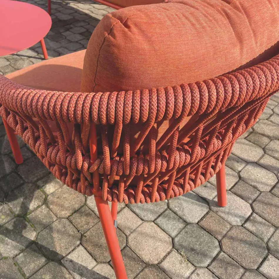 Gartenstuhl aus Aluminium, Seil und Marsala oder weißem Stoff - Brise Viadurini