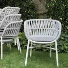 Gartenstuhl aus Aluminium, Seil und Marsala oder weißem Stoff - Brise Viadurini