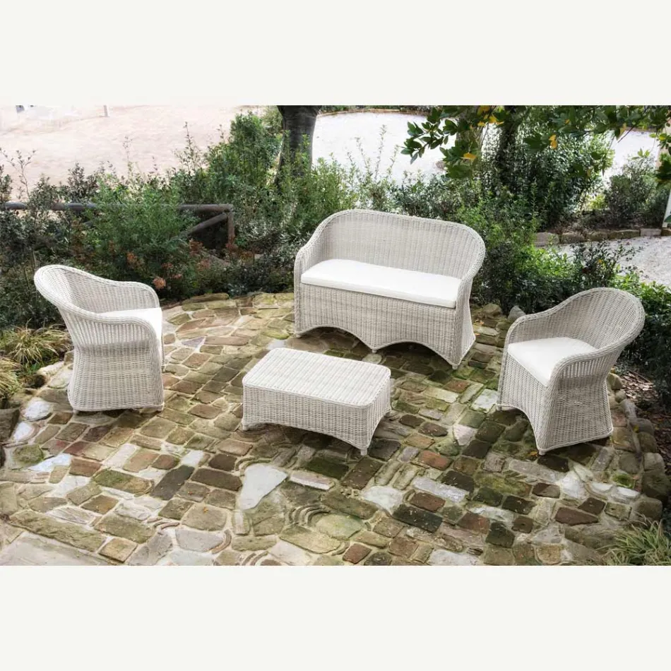 Gartenstuhl aus Aluminium- und Polyrattan-Geflecht - Melina Viadurini
