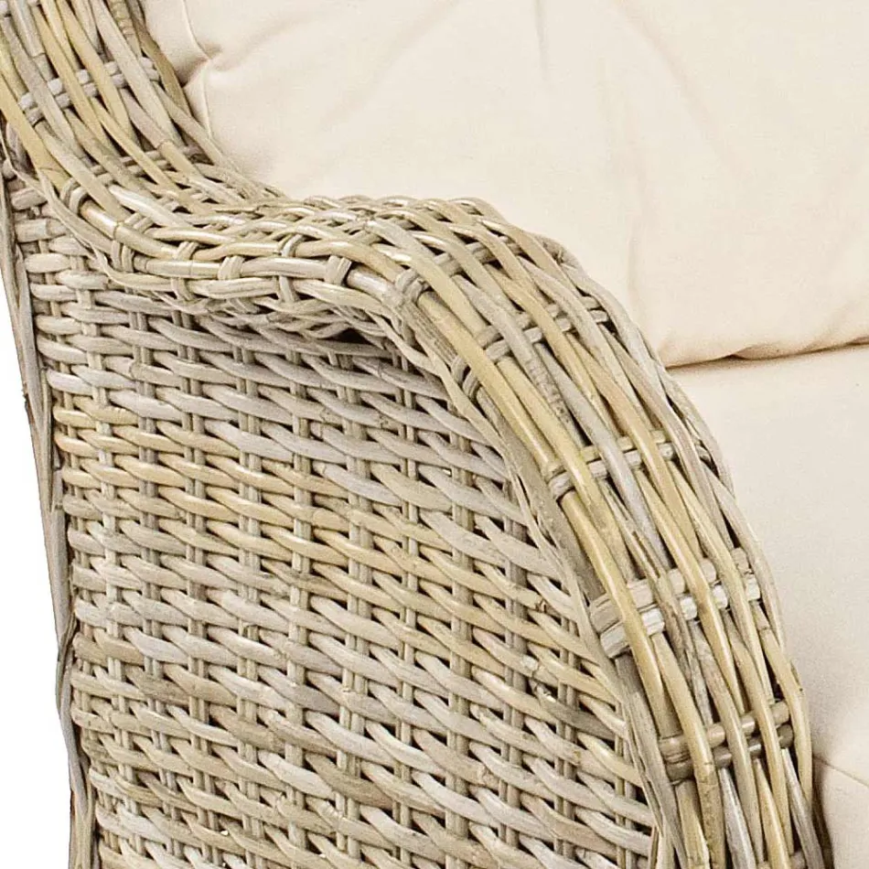 Gartensessel aus natürlichem Rattan für den Außenbereich mit Kissen – Supreme Viadurini