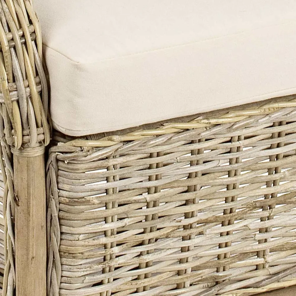 Gartensessel aus natürlichem Rattan für den Außenbereich mit Kissen – Supreme Viadurini