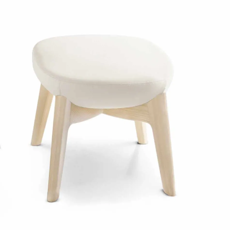 Wohnzimmersessel mit Fußstütze aus Leder und Holz Made in Italy - Butterfly Viadurini