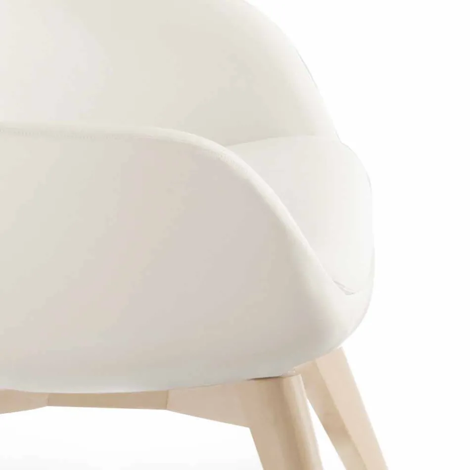 Wohnzimmersessel mit Fußstütze aus Leder und Holz Made in Italy - Butterfly Viadurini