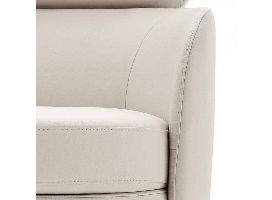 Drehbarer Wohnzimmer-Sessel aus Leder und Schwarzmetall Made in Italy - Mirtillo Viadurini