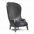 Sessel aus Leder und schwarzem Fell Eli, klassisches luxury Design
