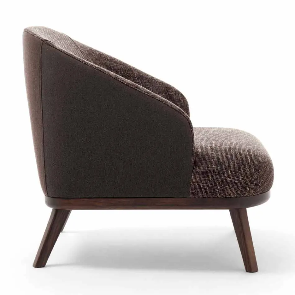 Stoff Lounge Chair mit Massivholzsockel Made in Italy - Pepina Viadurini