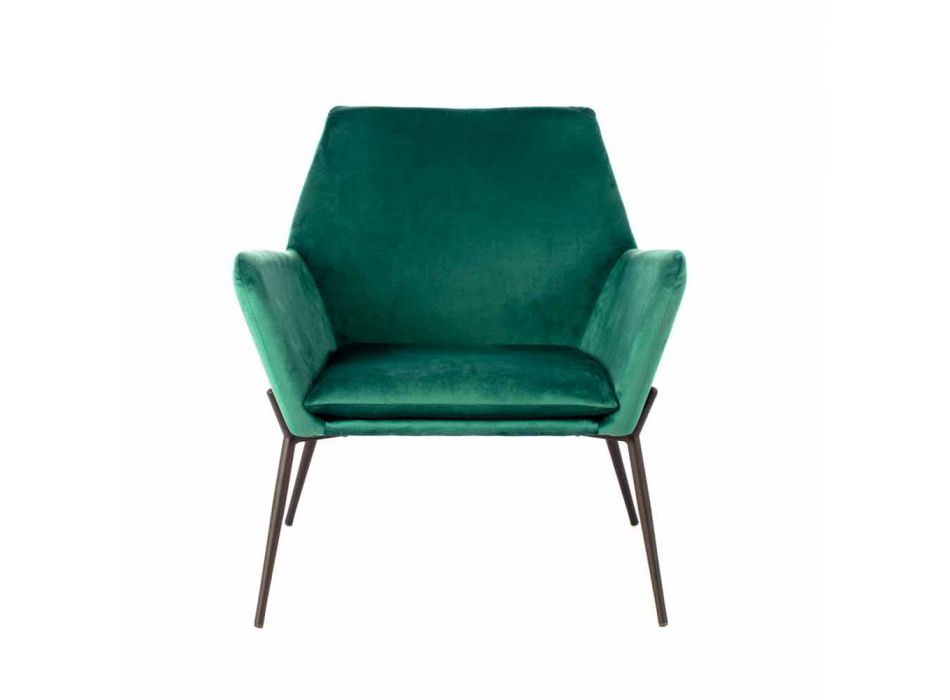 Moderner Lounge Chair aus petrolgrünem Samt und schwarzem Metall - getönt Viadurini