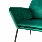 Moderner Lounge Chair aus petrolgrünem Samt und schwarzem Metall - getönt Viadurini