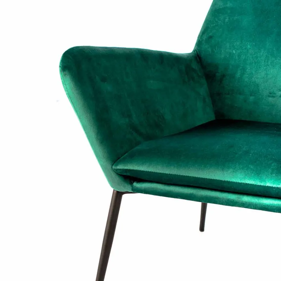 Moderner Lounge Chair aus petrolgrünem Samt und schwarzem Metall - getönt Viadurini