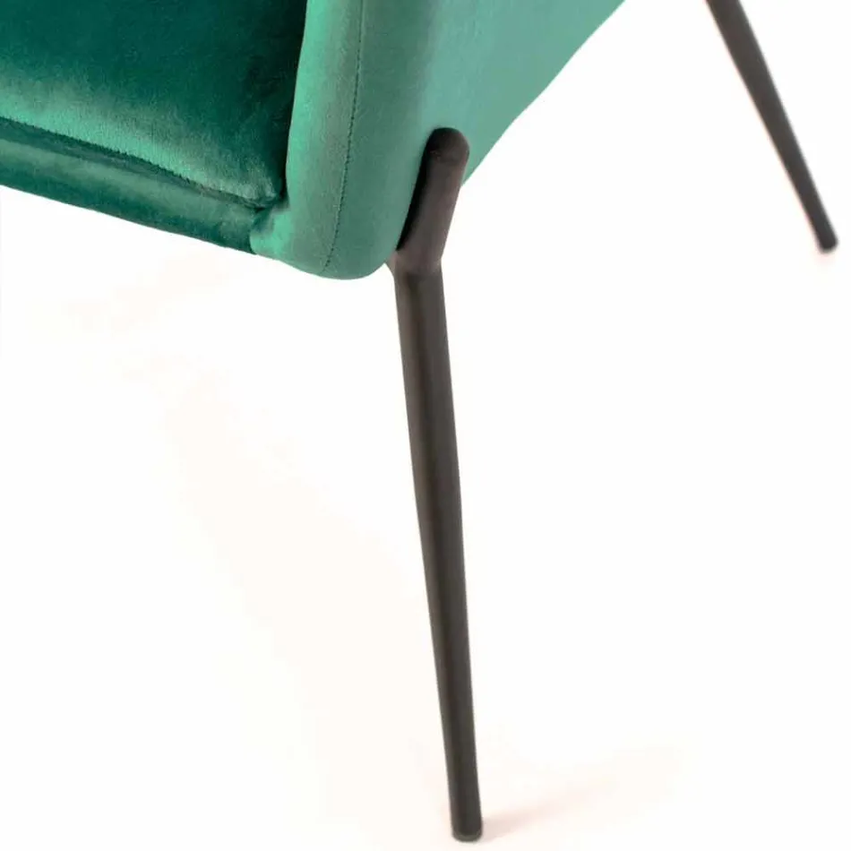 Moderner Lounge Chair aus petrolgrünem Samt und schwarzem Metall - getönt Viadurini