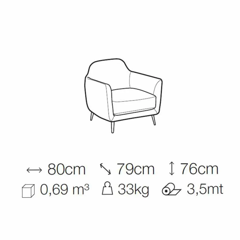 Wohnzimmer Sessel aus Stoff mit Metallfüßen Made in Italy - Cherry Viadurini