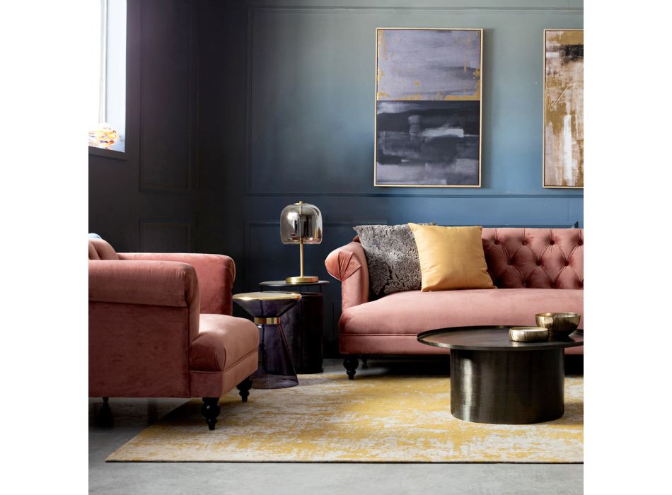 Klassischer Design-Sessel in Holz und Samtoptik in Grau oder Pink - Sanny Viadurini