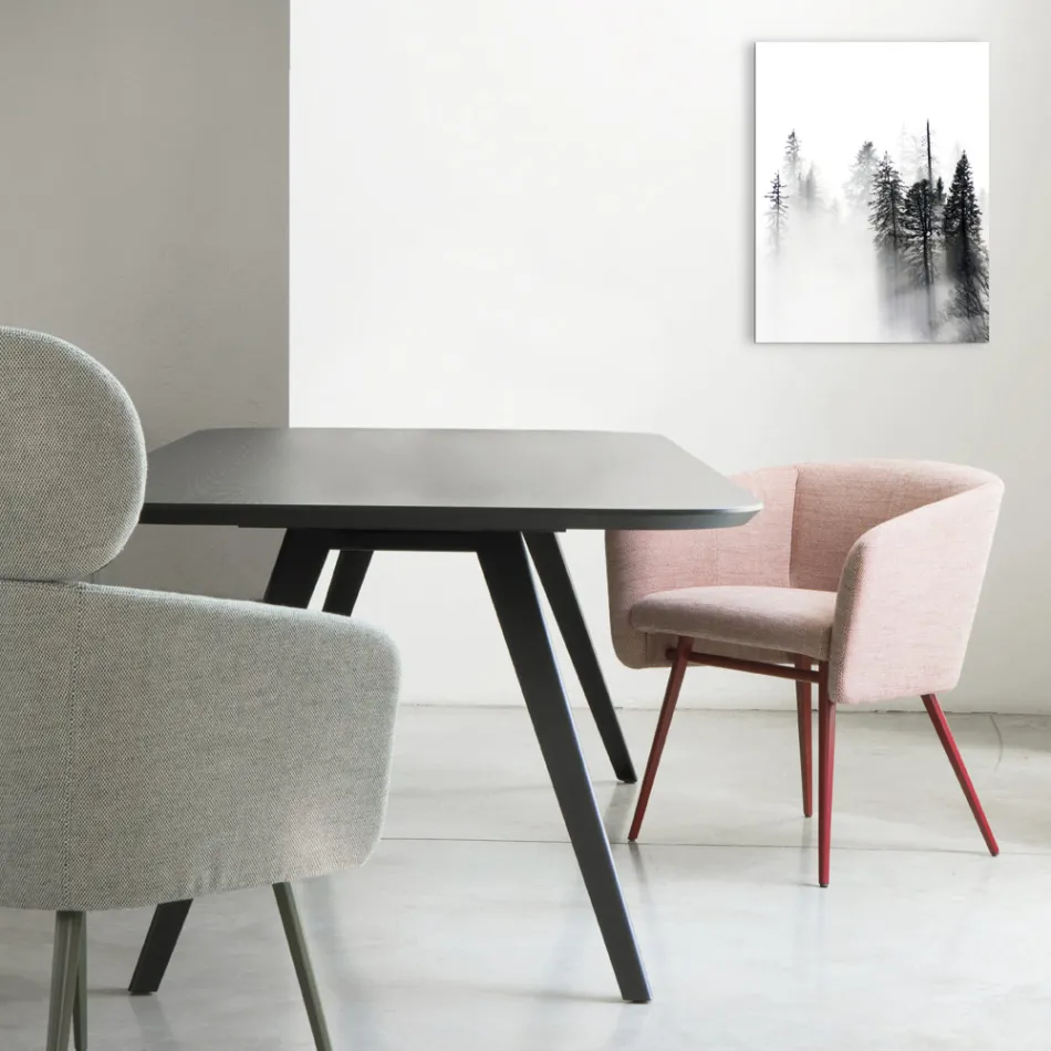 Hochwertiger Sessel aus Stoff mit Metallgestell, hergestellt in Italien – Bergen Viadurini